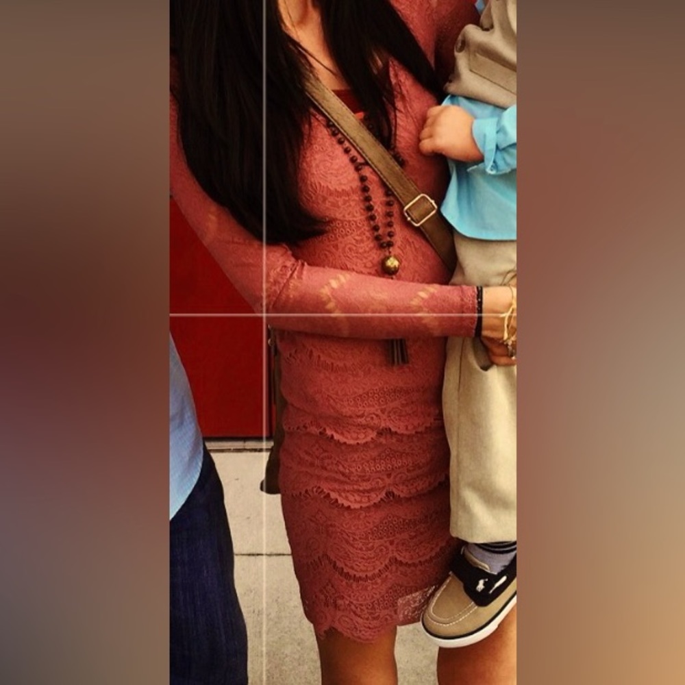 Burnt Orange Scallop Frayed Dress